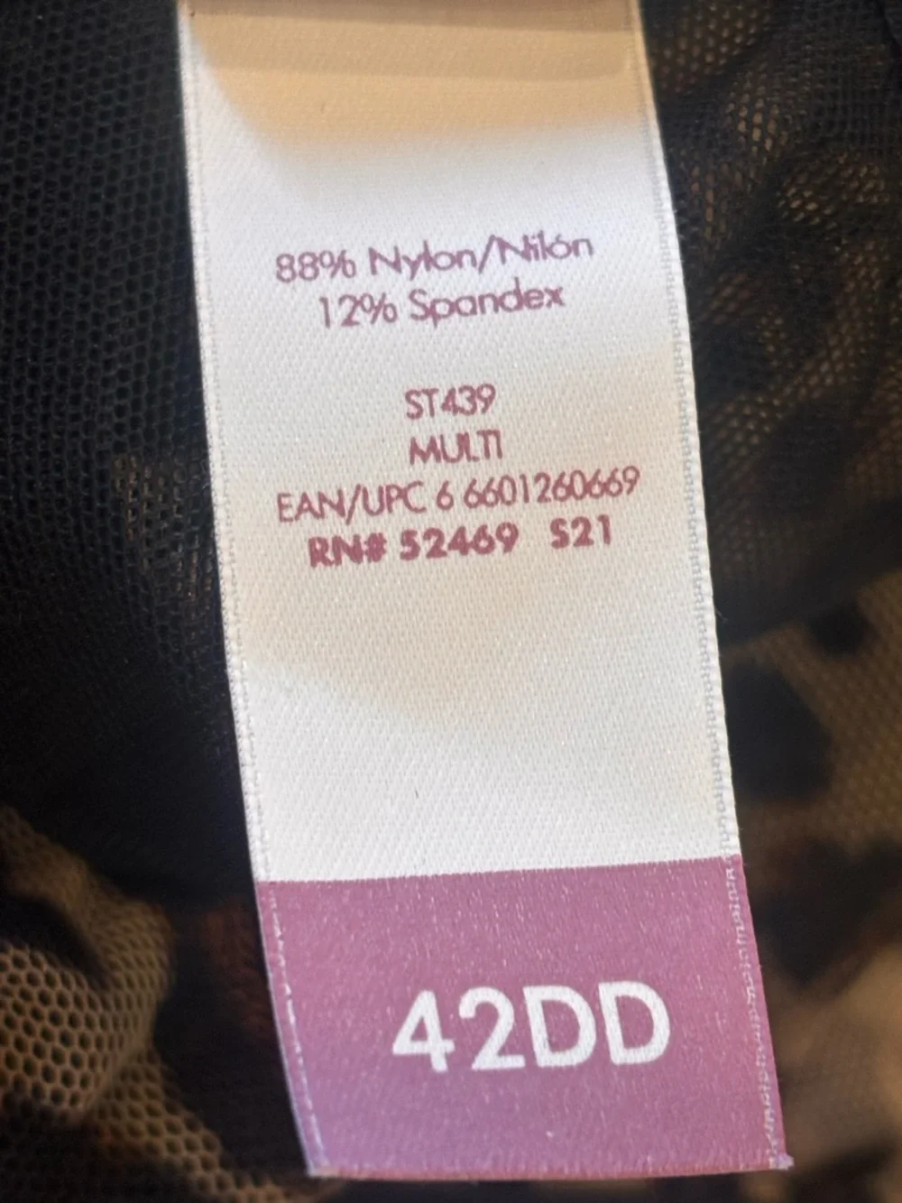 5/$25 Secret Treasures Leopard Print and Black‎ Full-Coverage Underwire Bras